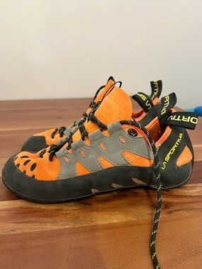 La Sportiva Mens Orange and Gray Climbing Shoes - SIZE 9.5